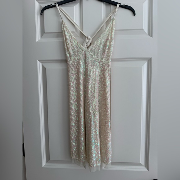 White Sequin Mini Dress - Picture 1 of 3